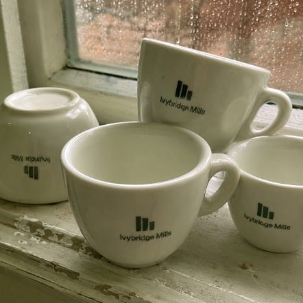 Branded espresso cups with logo